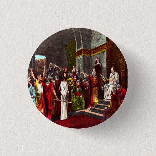 Badge Rond 2,50 Cm Bouton Jésus et Pilate (Devant)
