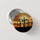 Badge Rond 2,50 Cm Bouton Jesus Saves (Devant & derrière)