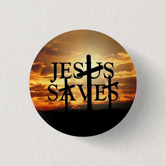 Badge Rond 2,50 Cm Bouton Jesus Saves (Devant)