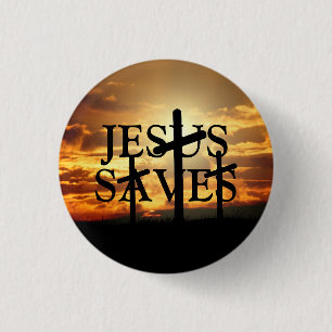 Badge Rond 2,50 Cm Bouton Jesus Saves