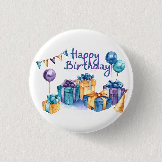 Badge Rond 2,50 Cm Bouton Joyeux anniversaire (Devant)