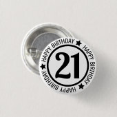 Badge Rond 2,50 Cm Bouton Joyeux anniversaire 21 (Devant & derrière)