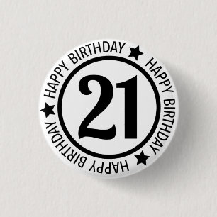 Badge Rond 2,50 Cm Bouton Joyeux anniversaire 21