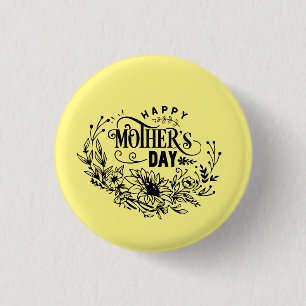 Badge Rond 2,50 Cm Bouton Joyeux Fête des Mères
