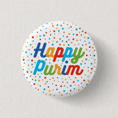 Badge Rond 2,50 Cm Bouton Joyeux Purim (Devant)
