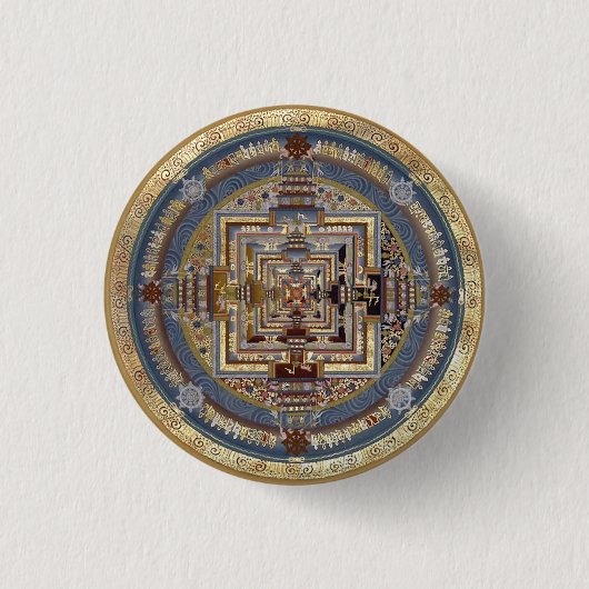Badge Rond 2,50 Cm Bouton Kalachakra Mandala B (Devant)