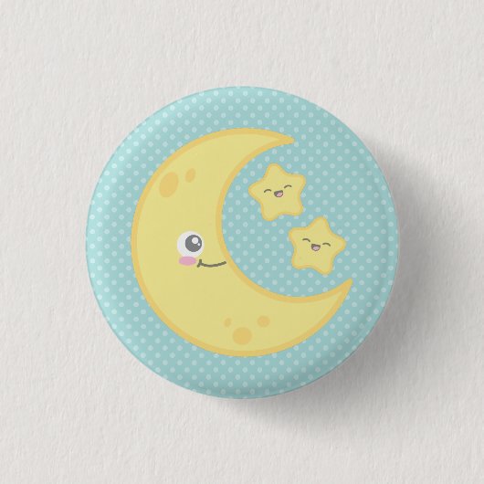 Badge Rond 2,50 Cm Bouton Kawaii Moon et Stars (Devant)