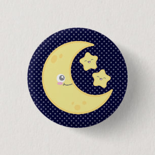 Badge Rond 2,50 Cm Bouton Kawaii Moon et Stars