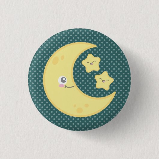 Badge Rond 2,50 Cm Bouton Kawaii Moon et Stars (Devant)