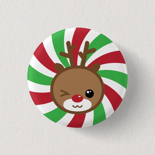 Badge Rond 2,50 Cm Bouton Kawaii Reindeer (Devant)