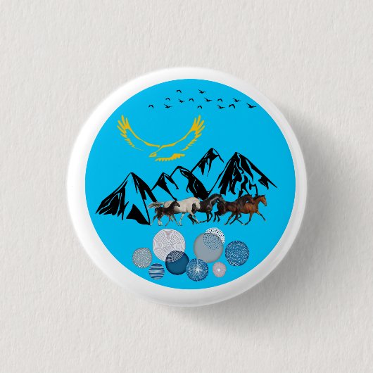 Badge Rond 2,50 Cm Bouton Kazakhstan (Devant)