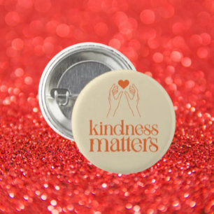 Badge Rond 2,50 Cm Bouton "Kindness Matters" - Empathie des mains et 