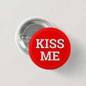Badge Rond 2,50 Cm Bouton KISS ME fun / Retro Party - rouge (Devant & derrière)