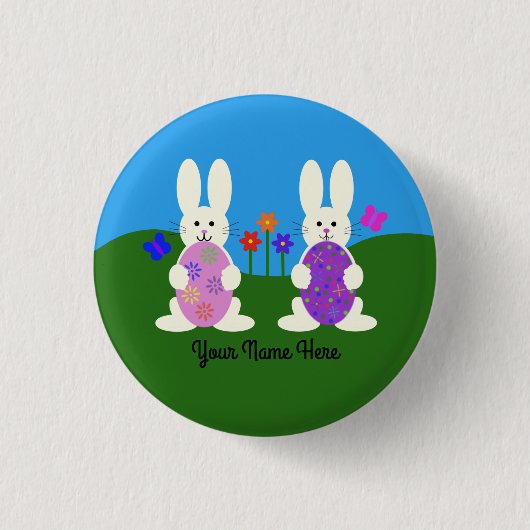 Badge Rond 2,50 Cm Bouton Lapin de Pâques #7 (Devant)
