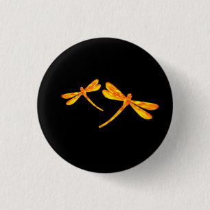 Badge Rond 2,50 Cm Bouton Libellule - Feu