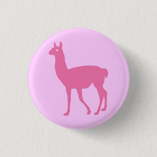 Badge Rond 2,50 Cm Bouton Llama rose (Devant)