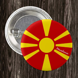 Badge Rond 2,50 Cm Bouton Macédoine, drapeau patriotique macédonien