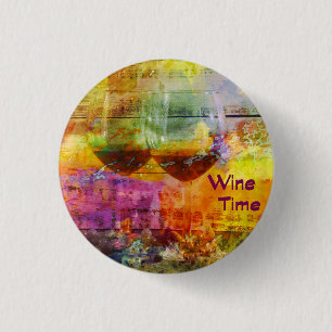 Badge Rond 2,50 Cm Bouton Marbré Temps Vin