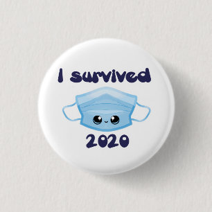Badge Rond 2,50 Cm Bouton Masque Survived 2020