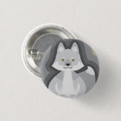 Badge Rond 2,50 Cm Bouton minuscule de loup blanc (Devant & derrière)