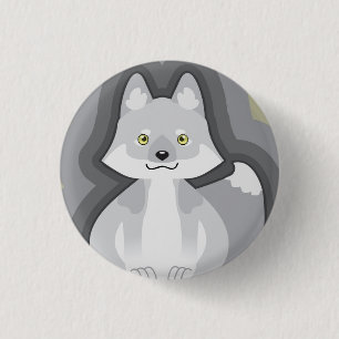 Badge Rond 2,50 Cm Bouton minuscule de loup blanc