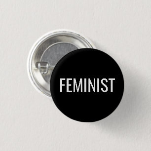 Badge Rond 2,50 Cm Bouton moderne en noir et blanc féministe