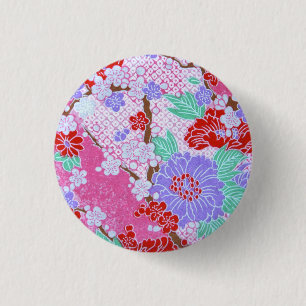 Badge Rond 2,50 Cm Bouton Motif japonais Sakura