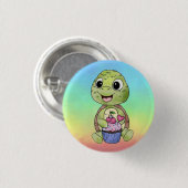 Badge Rond 2,50 Cm Bouton Muffin Schildkröte mit (Devant & derrière)