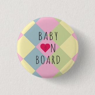 Badge Rond 2,50 Cm Bouton Multicolors Happy Baby à bord Grossesse