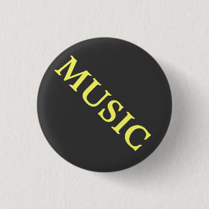 Badge Rond 2,50 Cm Bouton noir et jaune de musique