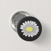Badge Rond 2,50 Cm Bouton noir Fleur marguerite (Devant & derrière)