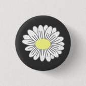Badge Rond 2,50 Cm Bouton noir Fleur marguerite (Devant)