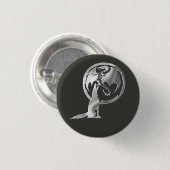 Badge Rond 2,50 Cm Bouton noir Wolf & Dragon argent (Devant & derrière)