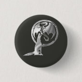Badge Rond 2,50 Cm Bouton noir Wolf & Dragon argent (Devant)