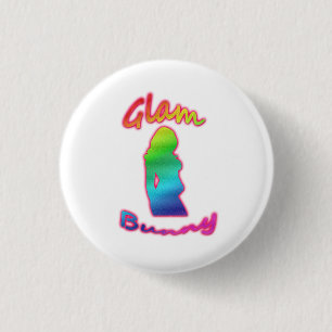 Badge Rond 2,50 Cm Bouton ON fascinant de logo de lapin d'arc-en-ciel