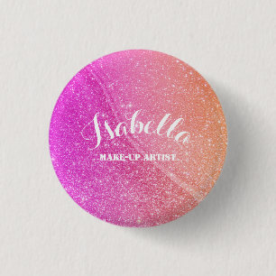Badge Rond 2,50 Cm Bouton orange rose brillant