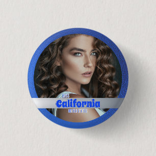 Badge Rond 2,50 Cm Bouton Pageant   Royal Blue Shimmer