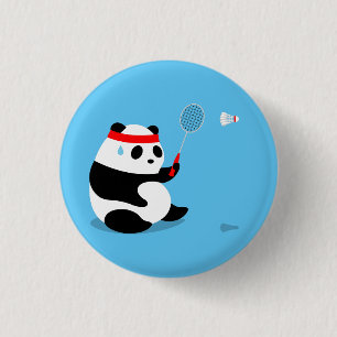 Badge Rond 2,50 Cm Bouton Panda Sweaty de Badminton / Broche / Insign