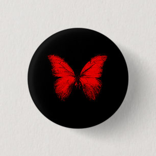 Badge Rond 2,50 Cm Bouton Papillon rouge