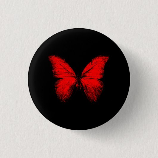 Badge Rond 2,50 Cm Bouton Papillon rouge (Devant)