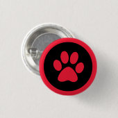 Badge Rond 2,50 Cm Bouton Pawprint en rouge et noir (Devant & derrière)