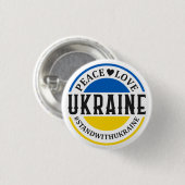 Badge Rond 2,50 Cm Bouton Peace Love Ukraine (Devant & derrière)