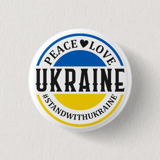 Badge Rond 2,50 Cm Bouton Peace Love Ukraine (Devant)
