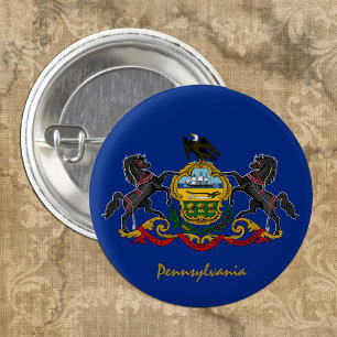Badge Rond 2,50 Cm Bouton Pennsylvanie, drapeau patriotique Pennsylva