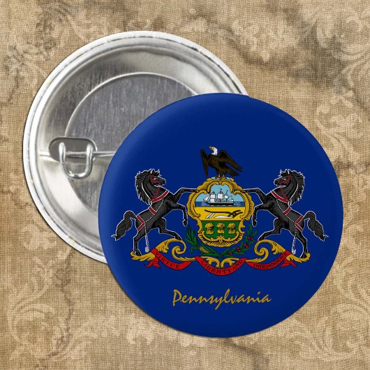 Badge Rond 2,50 Cm Bouton Pennsylvanie, drapeau patriotique Pennsylva