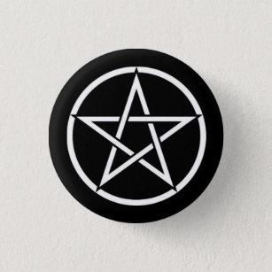 Badge Rond 2,50 Cm Bouton Pentagramme noir et blanc