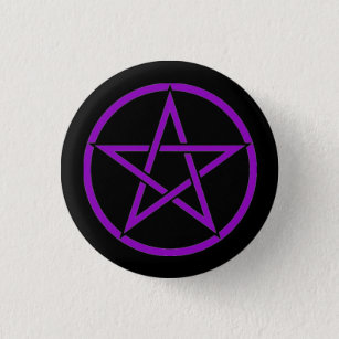 Badge Rond 2,50 Cm Bouton Pentagramme noir et violet