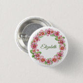 Badge Rond 2,50 Cm Bouton perso rose et vert (Devant & derrière)