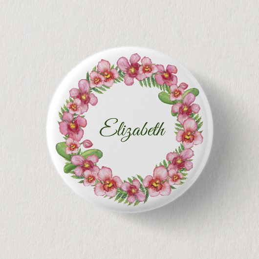 Badge Rond 2,50 Cm Bouton perso rose et vert (Devant)