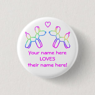 Badge Rond 2,50 Cm Bouton Personnalisable Chiens de ballon dans Love